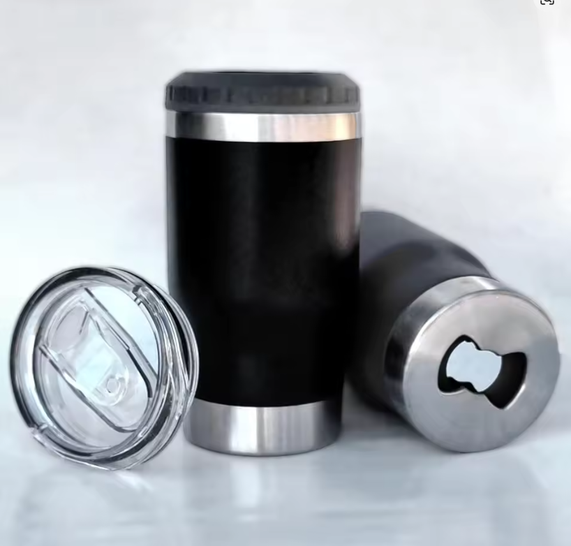 4-in-1 Insulated Travel Mug & Can Cooler – Fits 355ml Cans, Bottles & More, all season ready