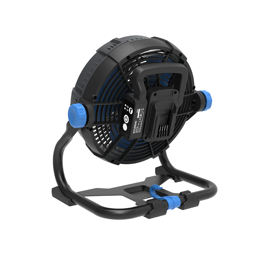 Hyundai 20V Cordless Camping & Job Site Fan – 360° Adjustable Head, Wall-Mountable – SKIN ONLY - JF20S