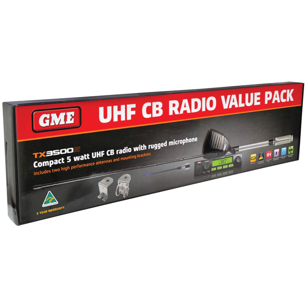 GME UHF CB RADIO 80 CHANNEL VALUE PACK INC TX3500 AE4018K2 MB407SS MB024SS MC557B - TX3500SVP