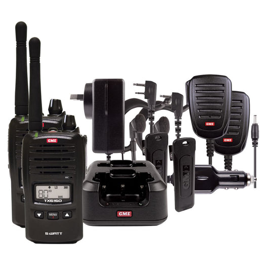 5-WATT 80 CHANNEL COMPACT HANDHELD UHF CB RADIO TWIN PACK 3 YEARS WARRANTY GME - TX6160TP