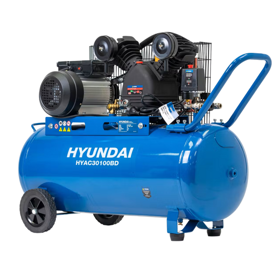 Hyundai 3HP Portable Air Compressor 314L/min Electric Belt Drive - HYAC30100BD